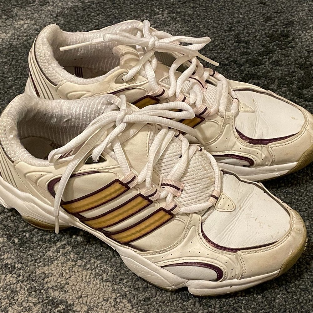 Adidas White/Purple Training / Tennis Shoes, Size 7